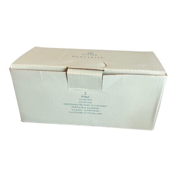 Set of 2 Partylite P0463 Illusions Swirl Glass Votive Candle Holders Clear - Picture 12 of 13